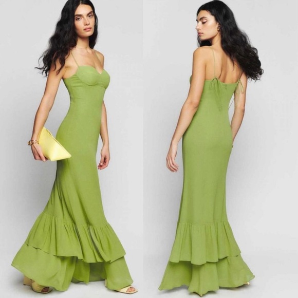 Reformation Fallon Dress In Avocado - Picture 2 of 2